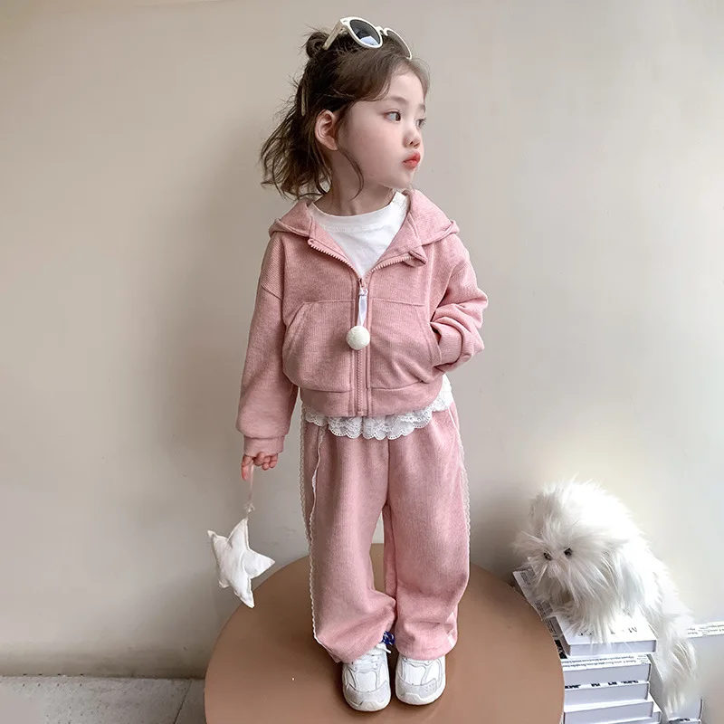 Girls Spring Sweater Set 2025 New Children's Foreign Style Korean Version Sweatpants Girls Casual Cute Spring Fashion