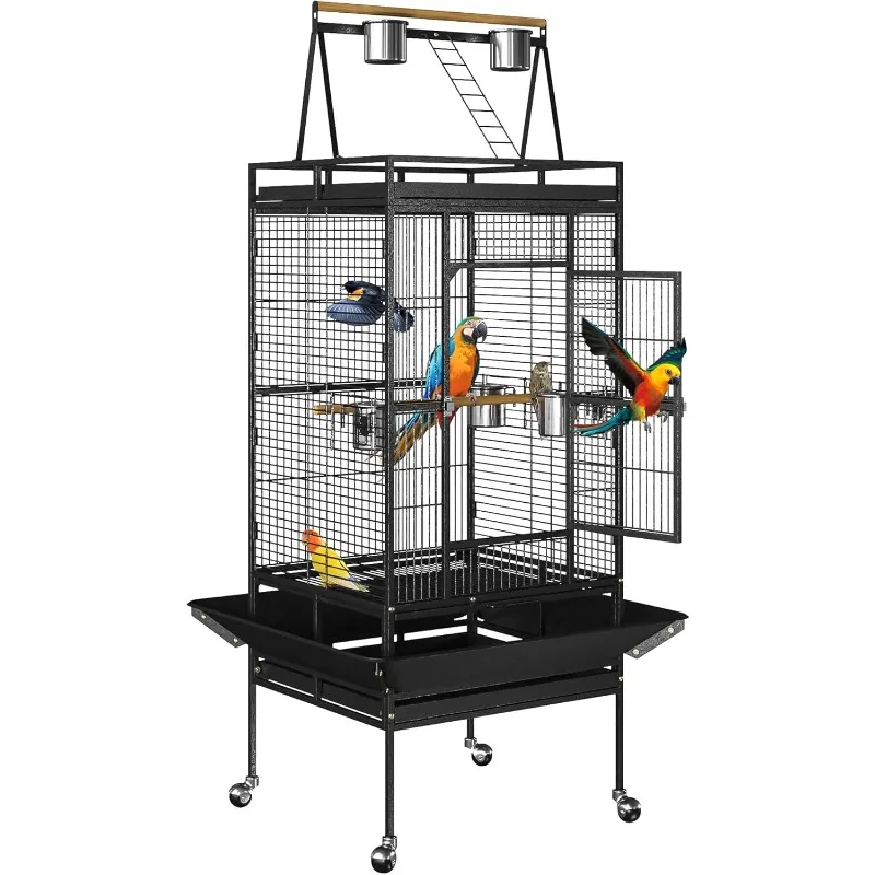 61 Inches Large Bird Cage Play Top Parrot Cockatiel Parakeet Chinchilla Macaw Cockatoo Cage W/Stand Perch Pet Supplies