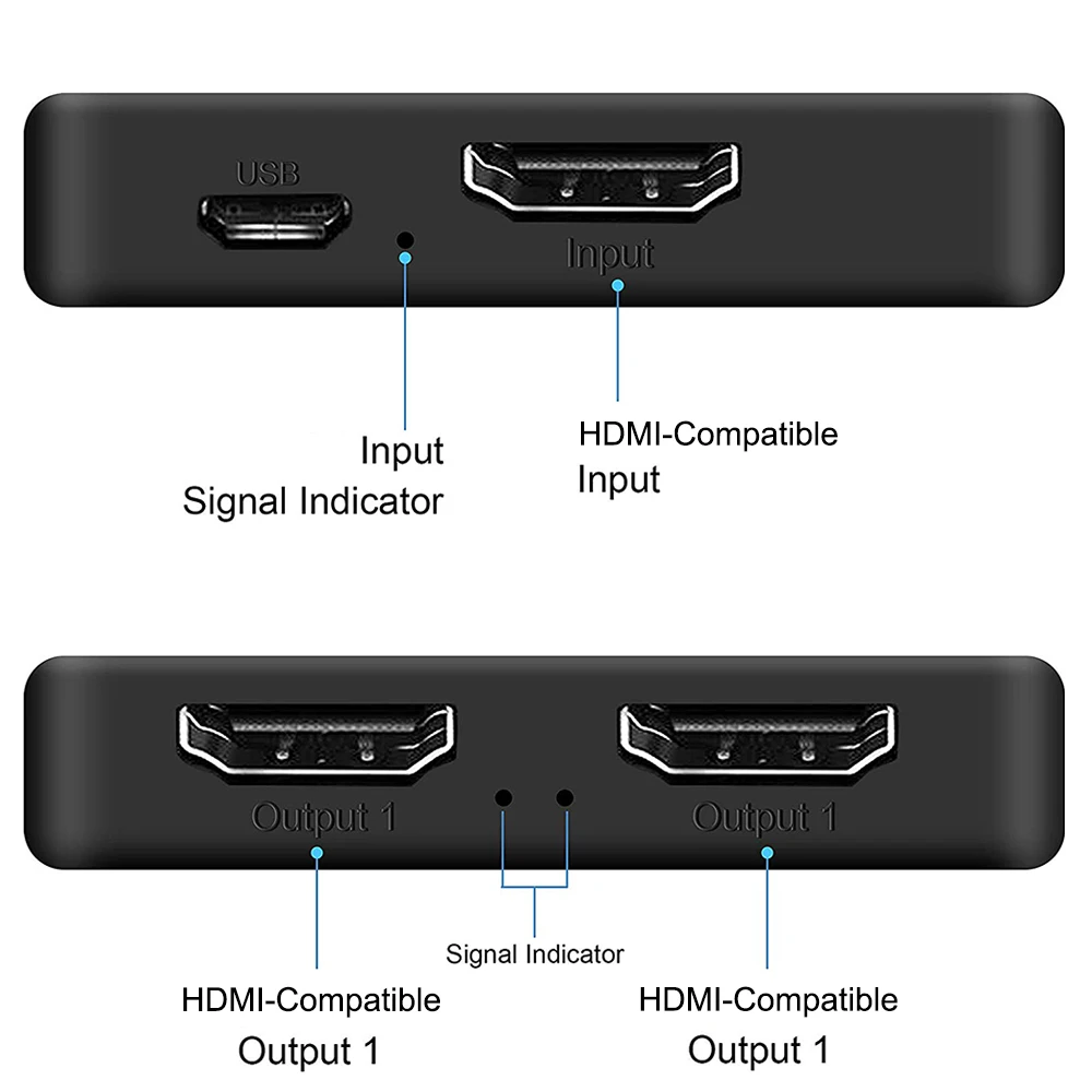 4K HDMI-Compatible Splitter 1 in 2 out Adapter HDMI-Compatible 1x2 Dual Monitor Full HD 1 to 2 Amplifier for HDTV DVD PS3 Xbox