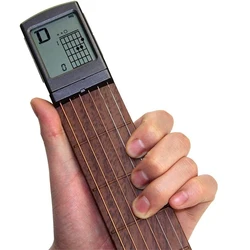 Herramienta de práctica de acordes de guitarra de bolsillo, mástil de guitarra portátil para principiantes de entrenamiento con pantalla de tabla de acordes giratoria