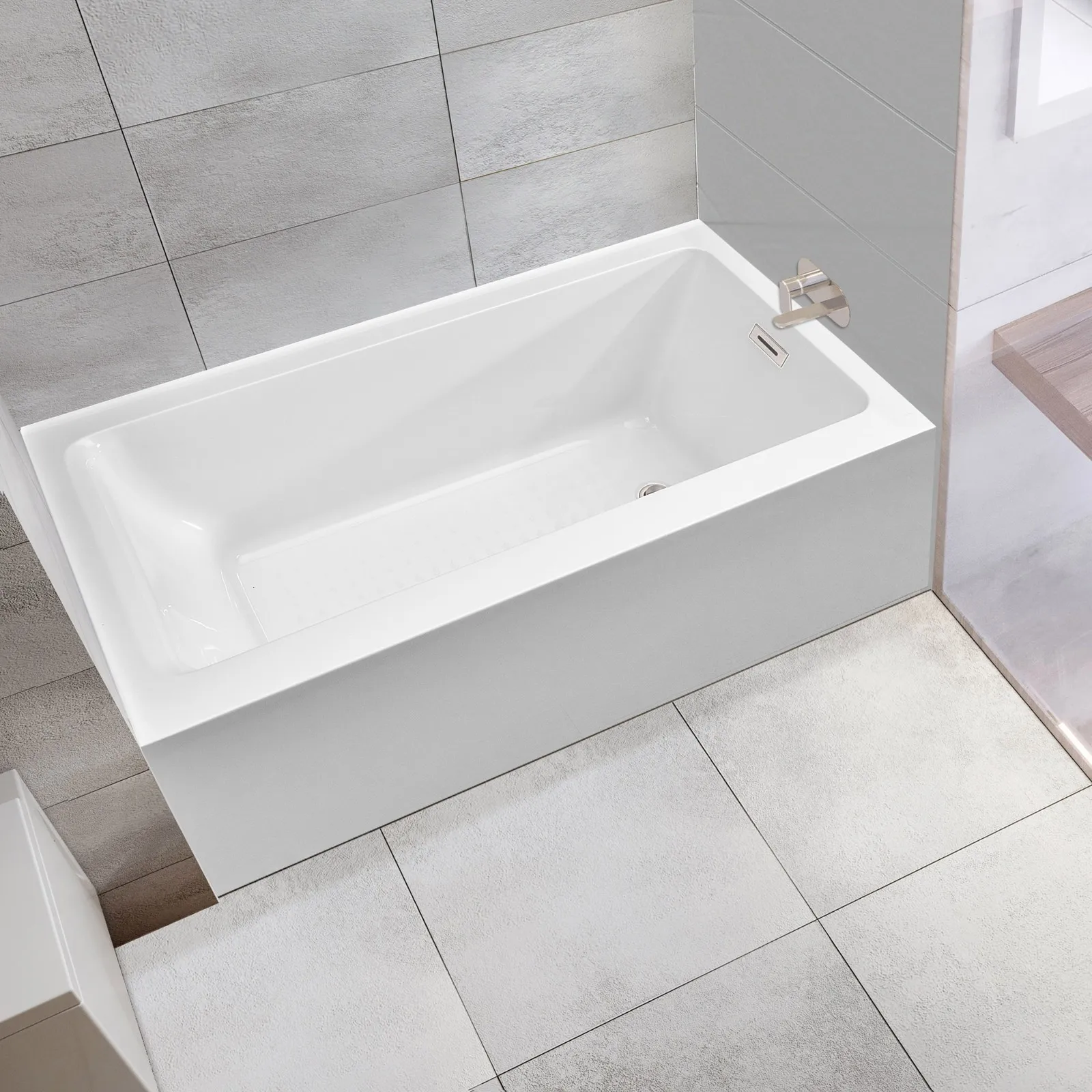 

CUPC Approved One Skirt White Alcove Acrylic Bathtub Deep Soaking Single Apron Bathroom Bath Tub Hotel Project Drop In Bathtub