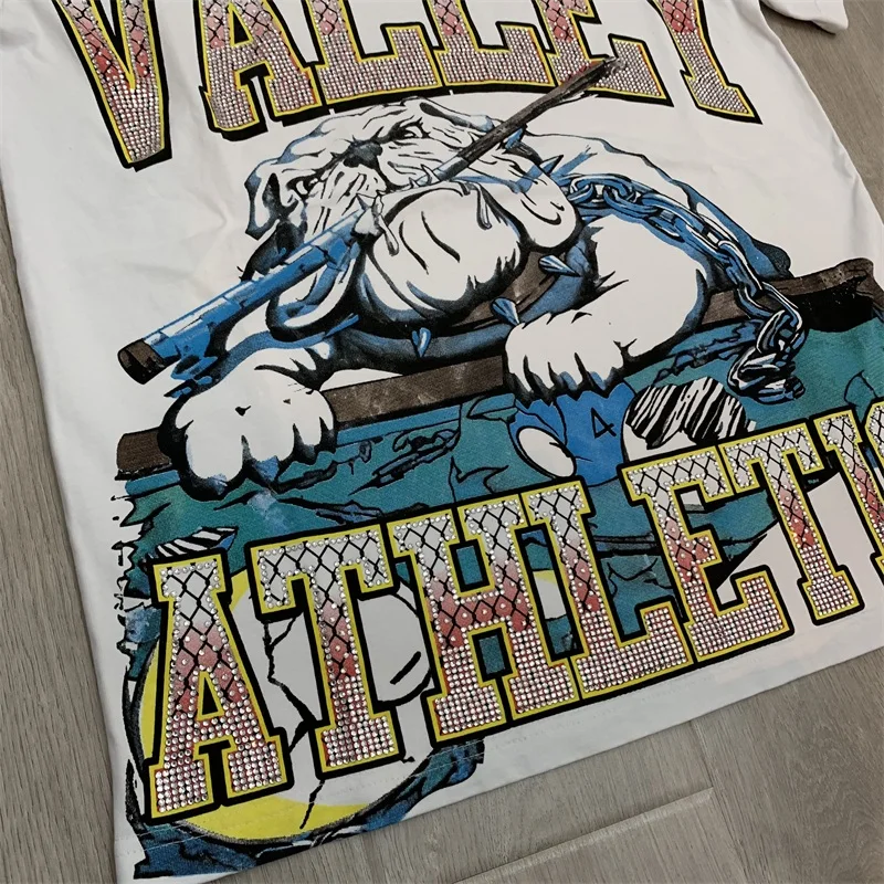 

Hot Stamping Printing VALLEY White T Shirts Pure Cotton Casual Men Women Vale Oversized T Shirt