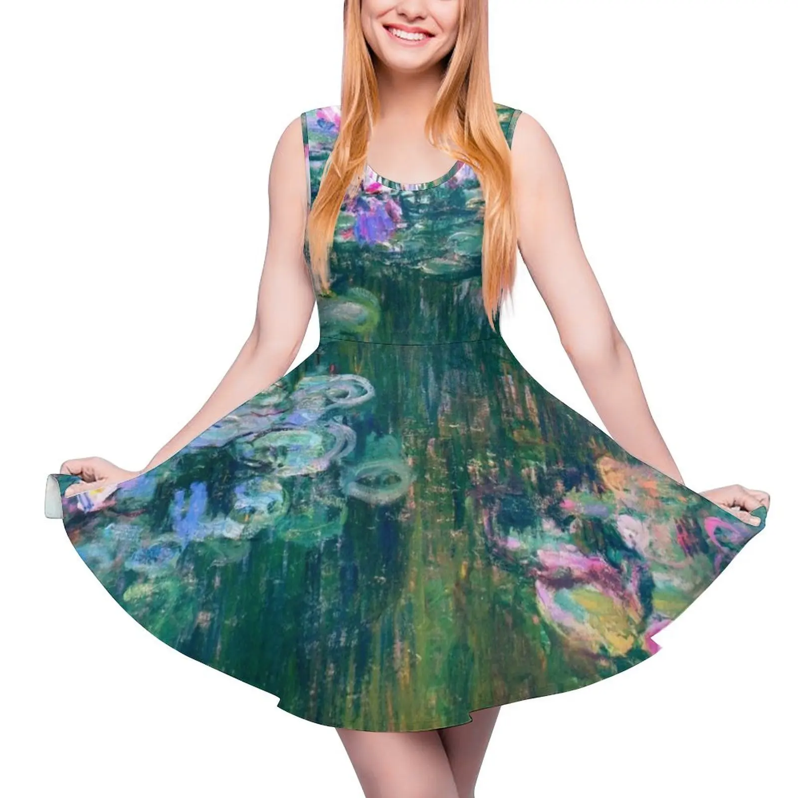 

Water Lilies monet Sleeveless Dress Prom gown Clothing women evening dress