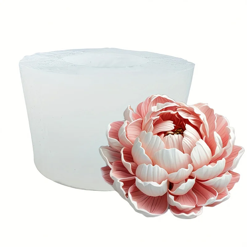 

3 Элегантная силиконовая форма с цветочным принтом, многослойный дизайн цветов пиона — неправильная форма, сделай сам, подходит для свечей, мыла, гипса, изделия из смолы