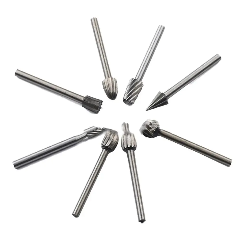 10 Piece Set Of High Speed Steel Electric Grinder Grinding Head Woodworking Rotary File Milling Cutter Carving Knife