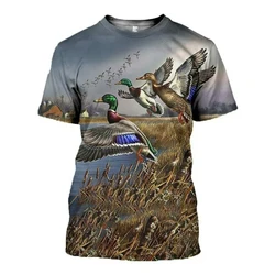 Camouflage hunting animal duck 3D printed Men's  T-shirt summer new round neck y2k tops Casual outdoor hunter Tees clothing