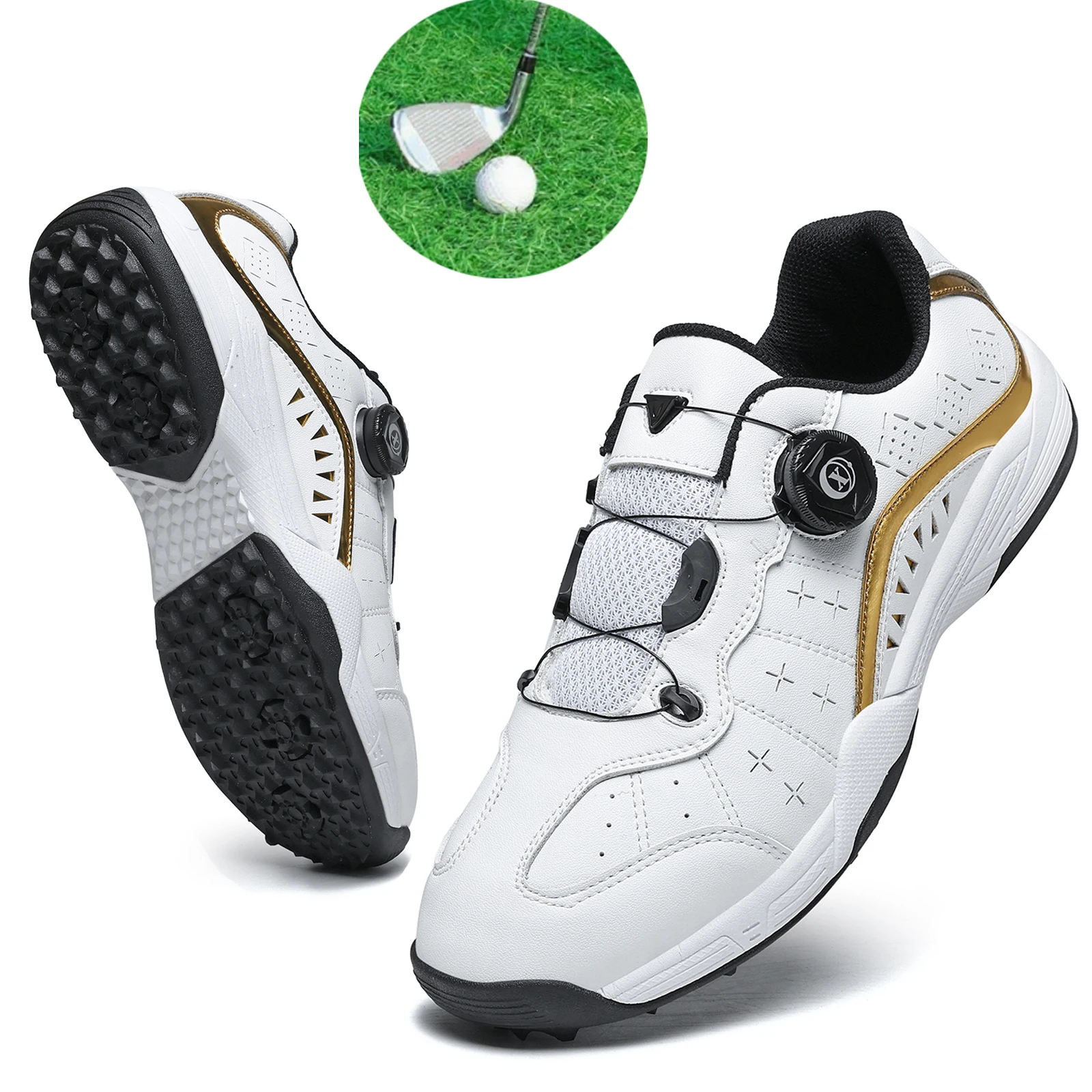

Мужские туфли для гольфа, кроссовки, удобные амортизирующие кружевные ручки, водонепроницаемые и противоскользящие, увеличивающие рост