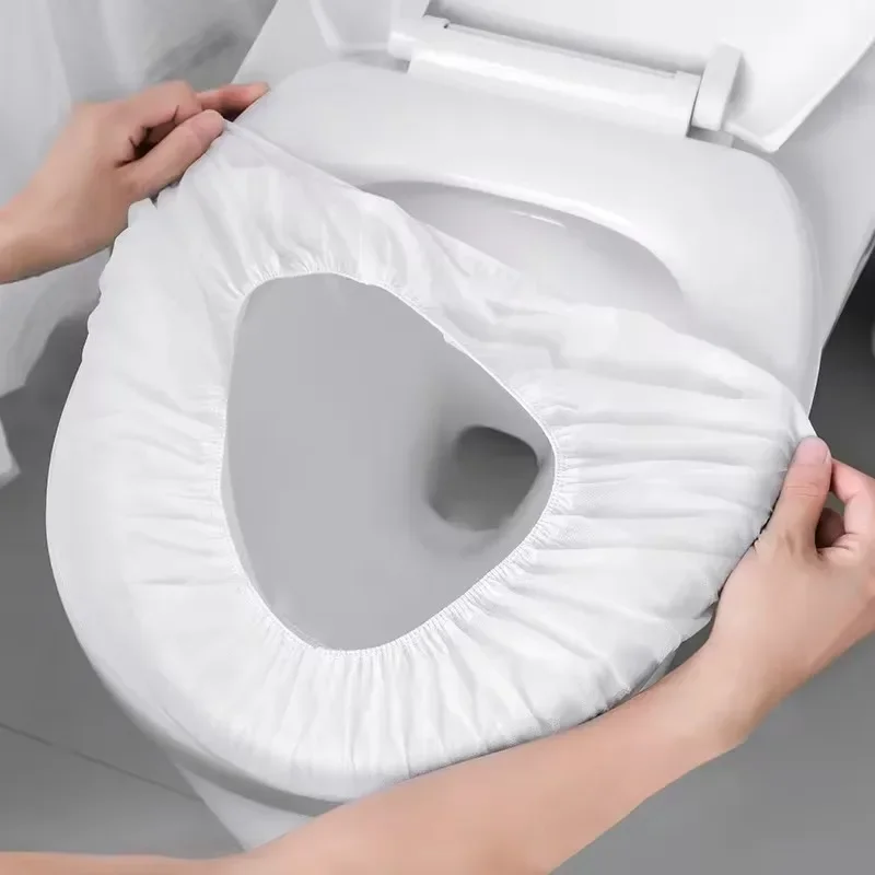 

50pcs Disposable Waterproof Non-Woven Toilet Seat Covers - Travel Hotel Bathroom Protective Cover Independent Packaging