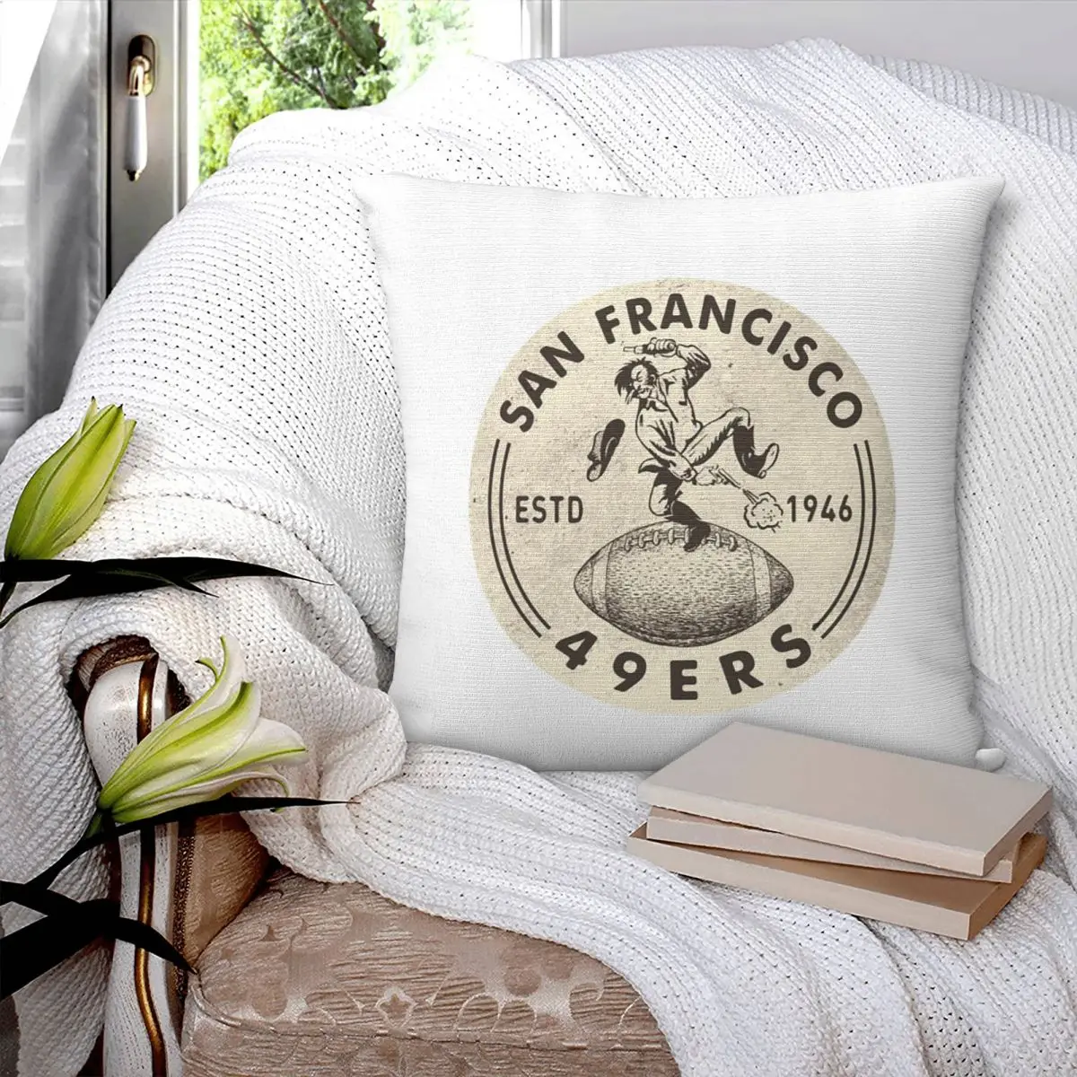 Funda de almohada cuadrada Vintage de San Francisco 49ers de Buck, funda de almohada decorativa de poliéster, almohada cómoda para el hogar y el dormitorio