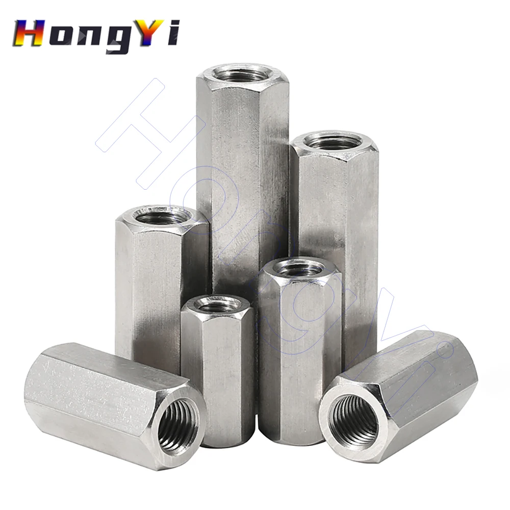 M3 to M24 Hex Coupling Nut 304 Stainless Rod Extension Coupling Nuts, Female Thread Connection Connector, Joint Sleeve Screw Nut