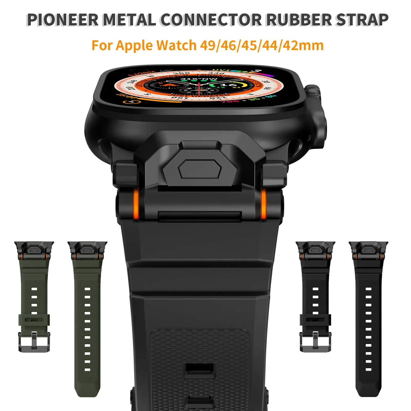 

New rubber soft leather strap suitable for Apple Watch 49mm ultra 2 46 45 44 42mm luxury sports strap suitable for iwatch 9/8/7