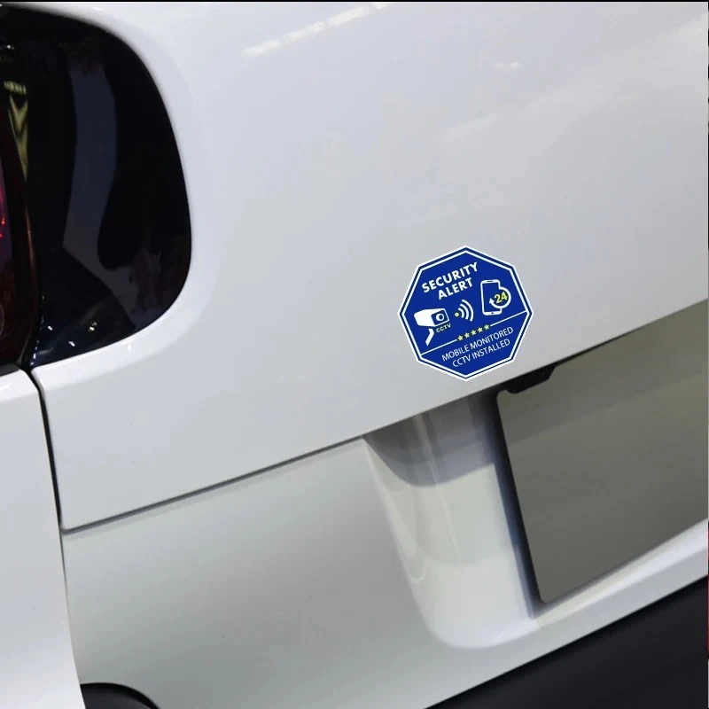 CCTV sign sticker with 24-hour monitoring and camera recording icon decoration