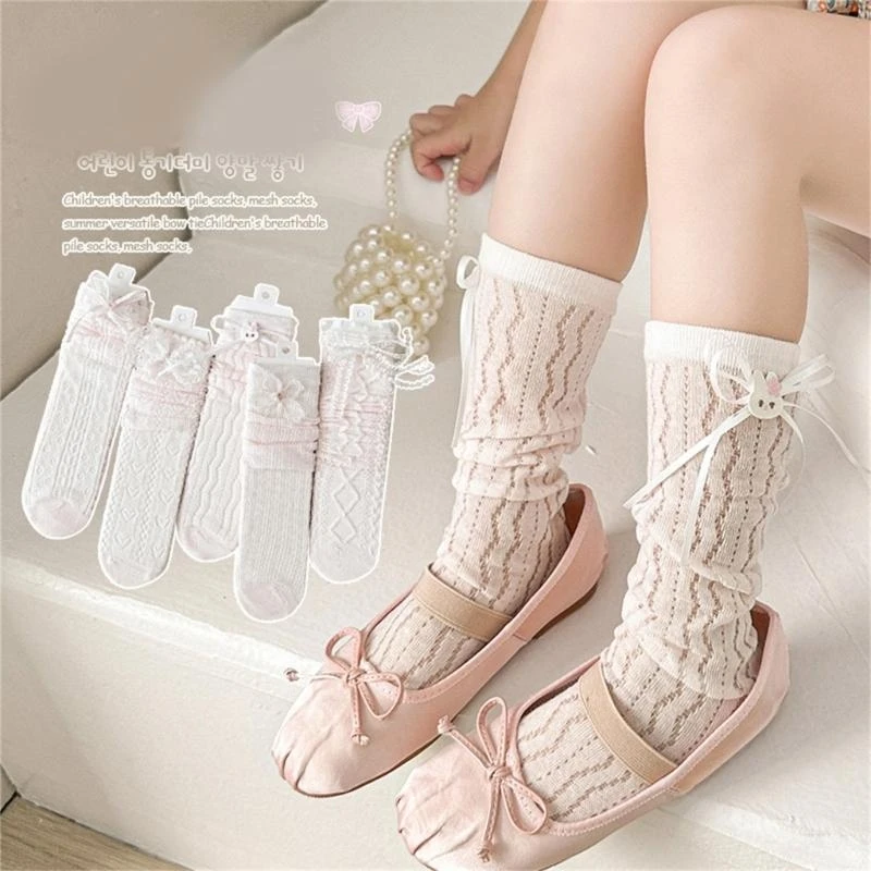 

Baby Girls Knee Length Socks with Bowknot Design for Toddler and Infants Soft & Breathable Cotton Stockings Stackable A2UB