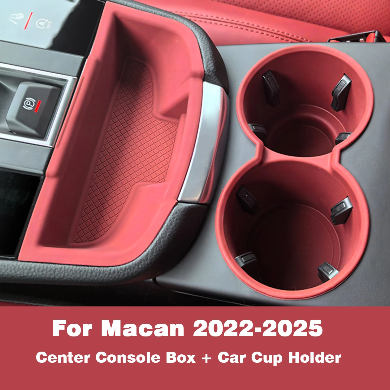 

Silicone Car Center Storage Box Cup Holder For Porsche Macan 2022-2025 Soft Waterproof Central Console Organizer Protector