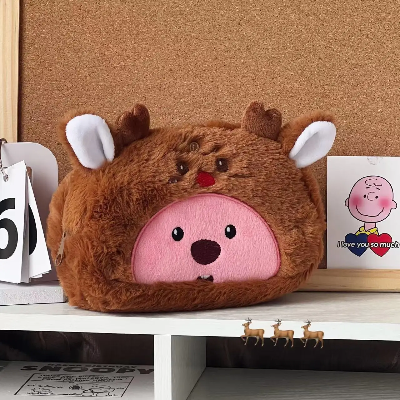 Cartoon Plush Pencil Bag Student Kawaii Storage Bag For Pen Cosmetic Brush Marker Pen Large Capacity Pen Case School Supply view 3