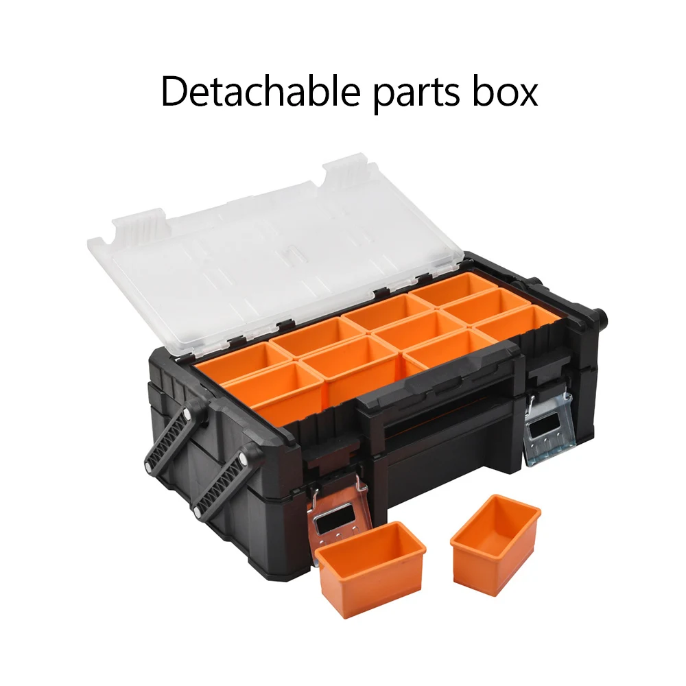 Potable Hardware Toolbox Parts Storage Box 2-Layer Folding Hard Case Box Empty Large Tool Box Screws Hardware Storage