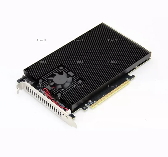 Split-Free 4-Disk M.2 PCIe Expansion Card - PLX8747 Chip, for Flying Bull, Full/Half Height, Silent Operation