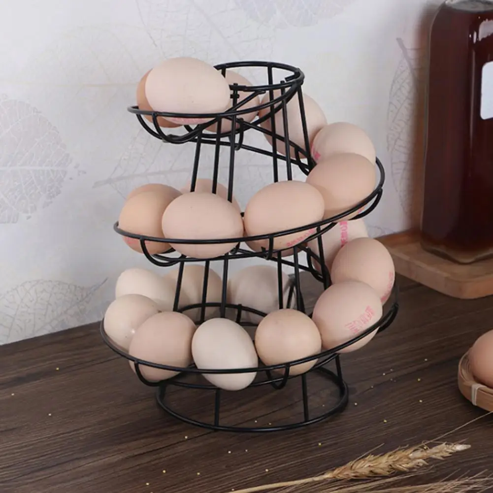 Egg Rack Storage Rack Spiral Egg Holder Rack with Design Corrosion Resistant Storage Shelf Dispenser for Eggs Hollow for Kitchen