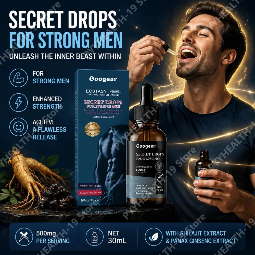 Googeer Secret Drops For Strong Men Shilajit Panax Ginseng For Vitality & Energy Support with Balanced Wellness Adult 30ml