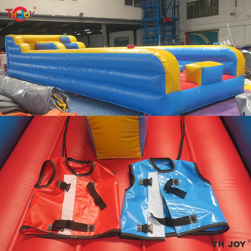 8m Inflatable Bungee Run And Joust Game, 2 in 1 Inflatable Gladiator Joust Bungee Run Combo, Commercial Inflatable Sport Game