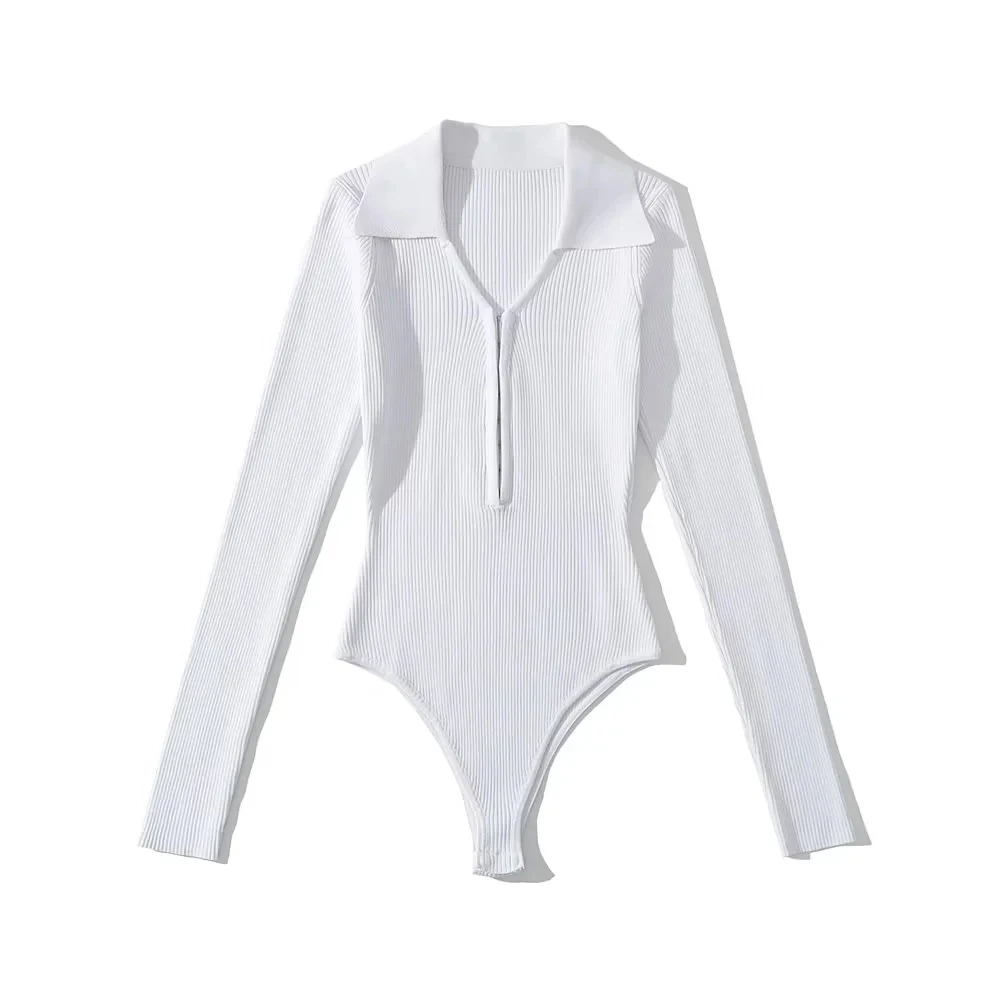 Sexy Spicy Girl Snap V-Ne Elastic Bandage Knitted One-Piece Sweater Women's Autumn Winter Inner Wear Base irt  Collar