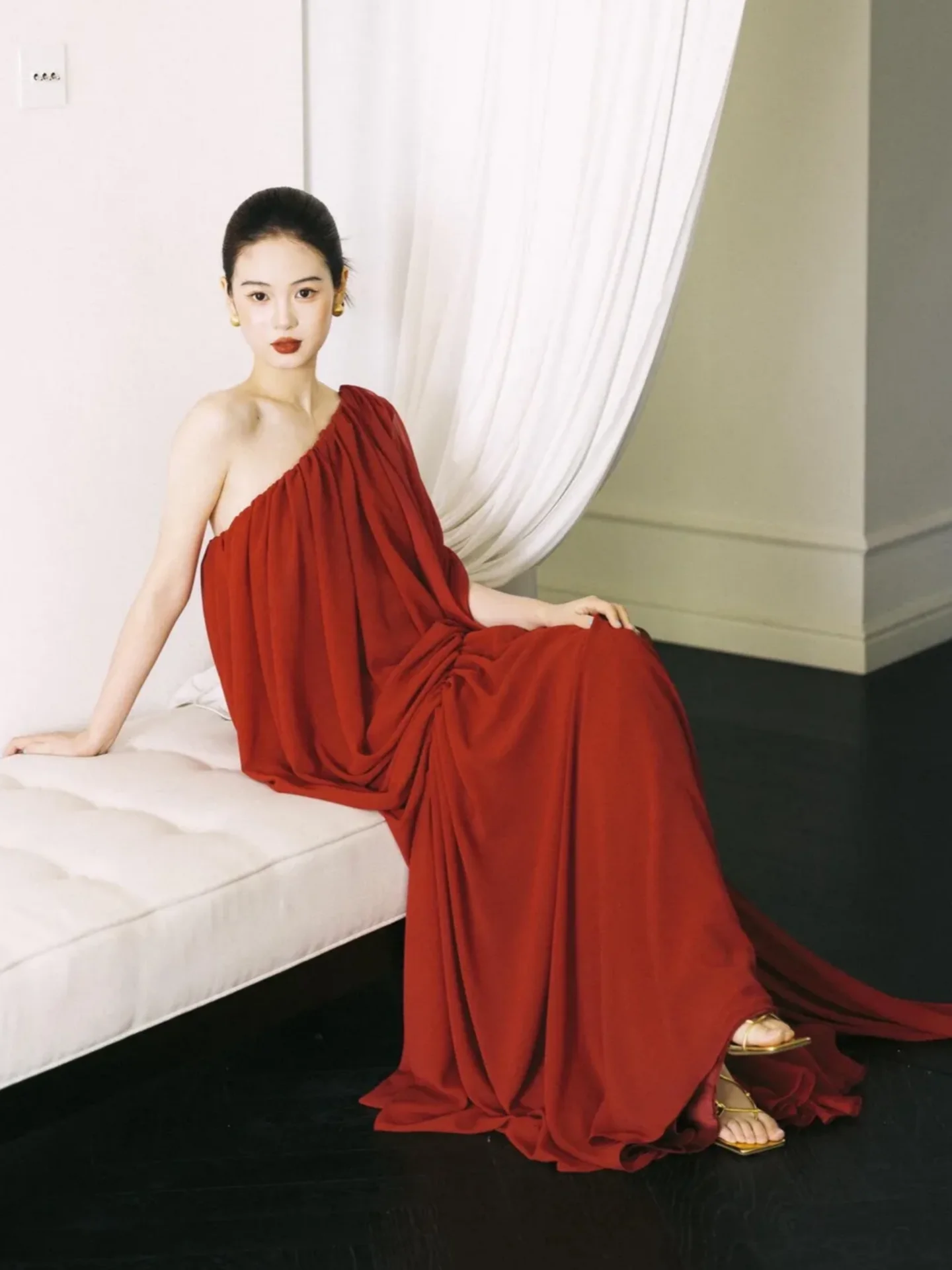 

Red Chinese Sle Morning Robe for Women Bride Ele Sensation Wedding Dr Skirt Registry Light Wedding Dr Toast Dr