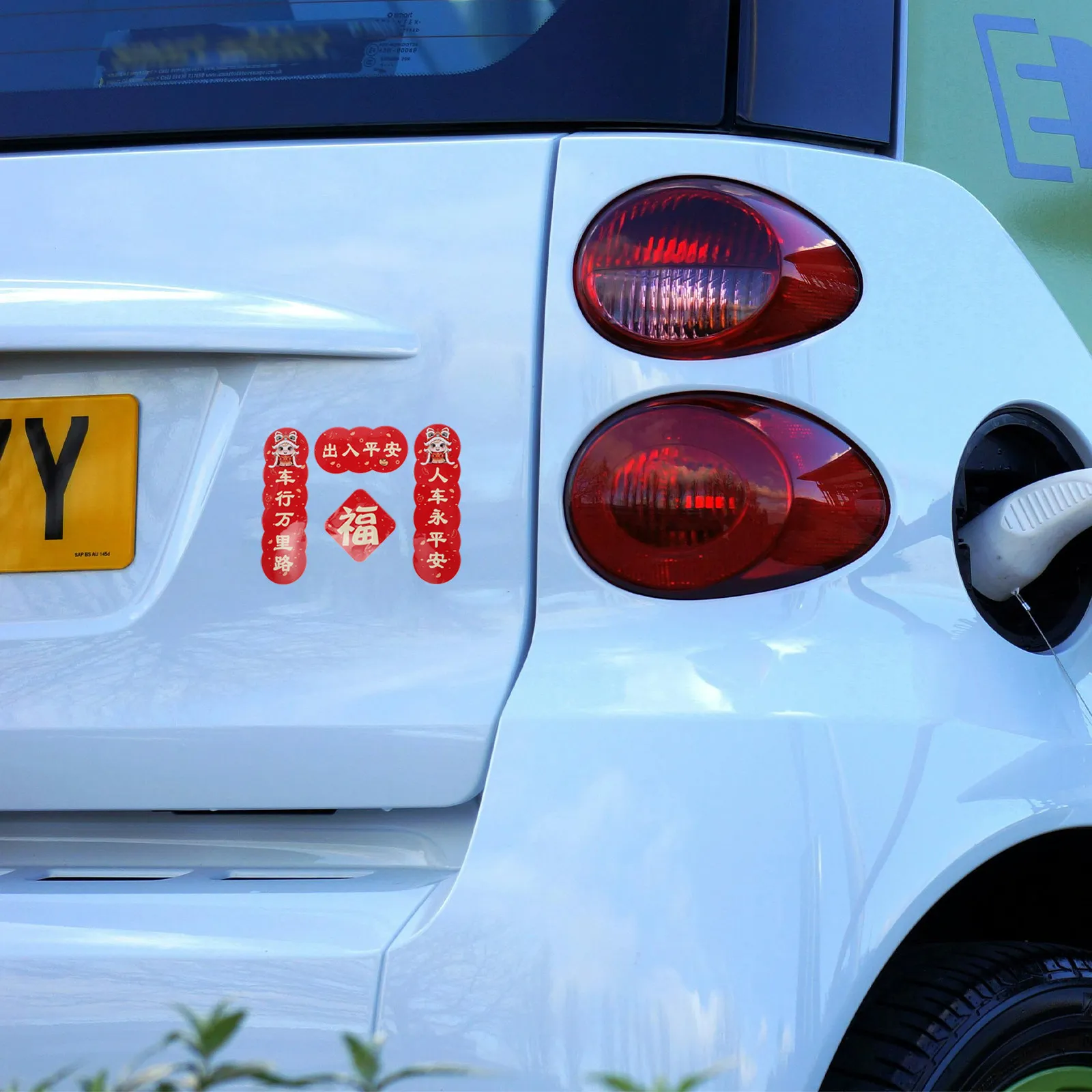 

4Pcs Car Couplets Ornament Spring Festival Couplets Decals Horse Car Window Decals 2026 Lunar New Year Automotive Exterior