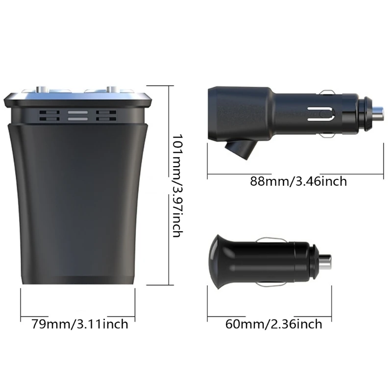 Bộ chuyển đổi sạc 4 trong 1 Bộ chia 120W Bộ chuyển đổi sạc xe hơi 2 ổ cắm