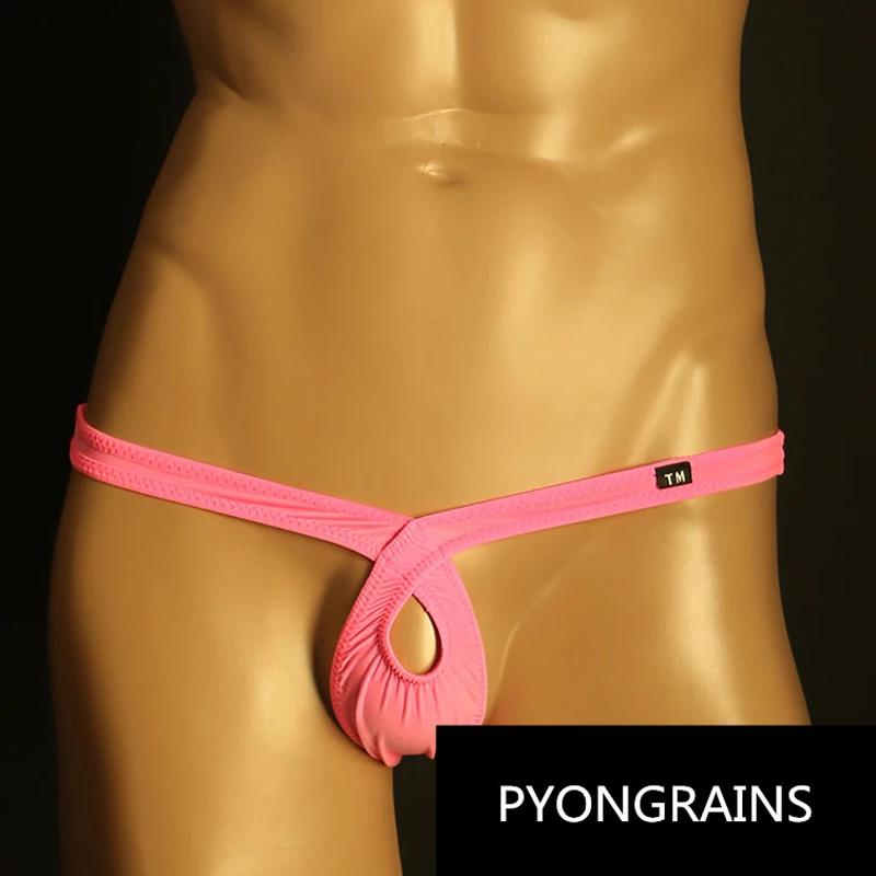 New hole thin nylon solid color low waist thong sexy sexy men\'s underwear men\'s sexy underwear jockstrap men Antibacterial