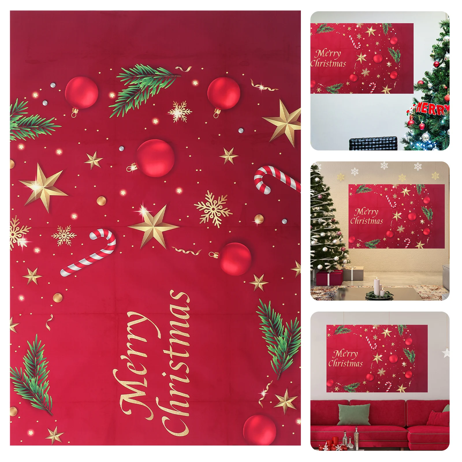 

Red Christmas Decor Wall Decoration Party Decorative Backdrop Banner Holiday Home