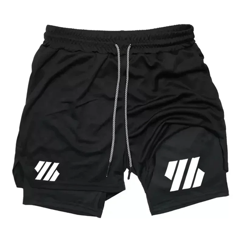

Men's 2-in-1 double-layer shorts Gothic trendy street shorts breathable fitness jogging casual summer fashion comfortable