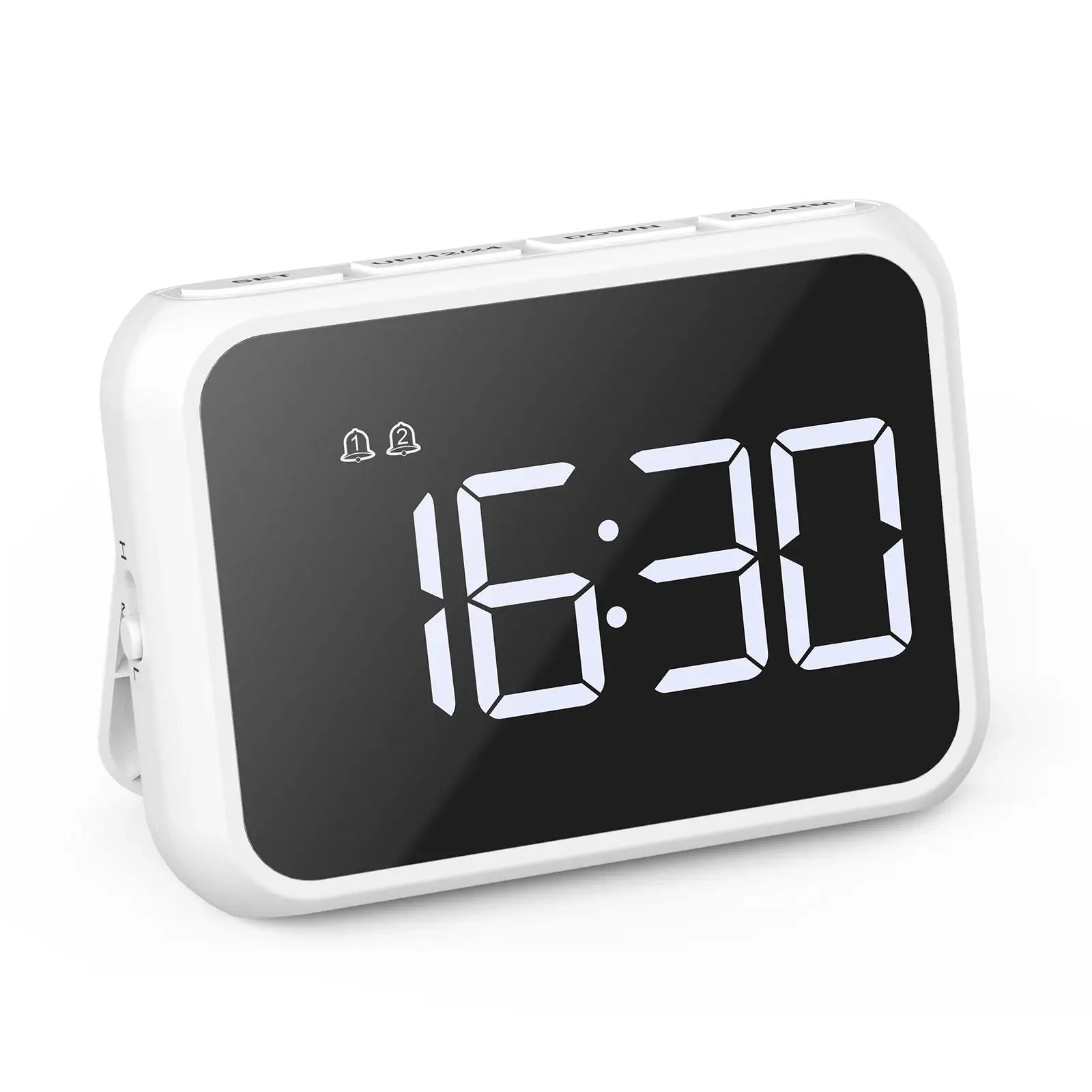 ORIA LED Alarm Clock Mirror Mini Desk Clocks Multifunctional Digital Alarm Snooze with USB Charging for Home Office Trave