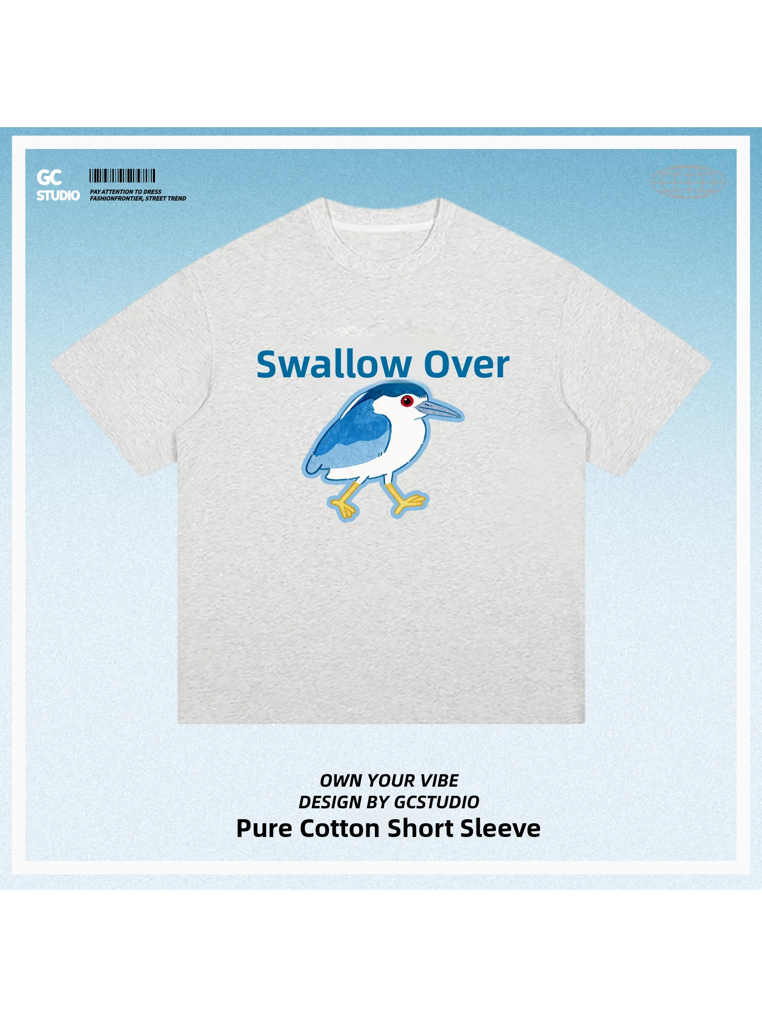 Loose Cotton Short Sleeve T-Shirt Bird Watching Daily Wear Comfortable Breathable Summer Casual round Neck Print Top for Men