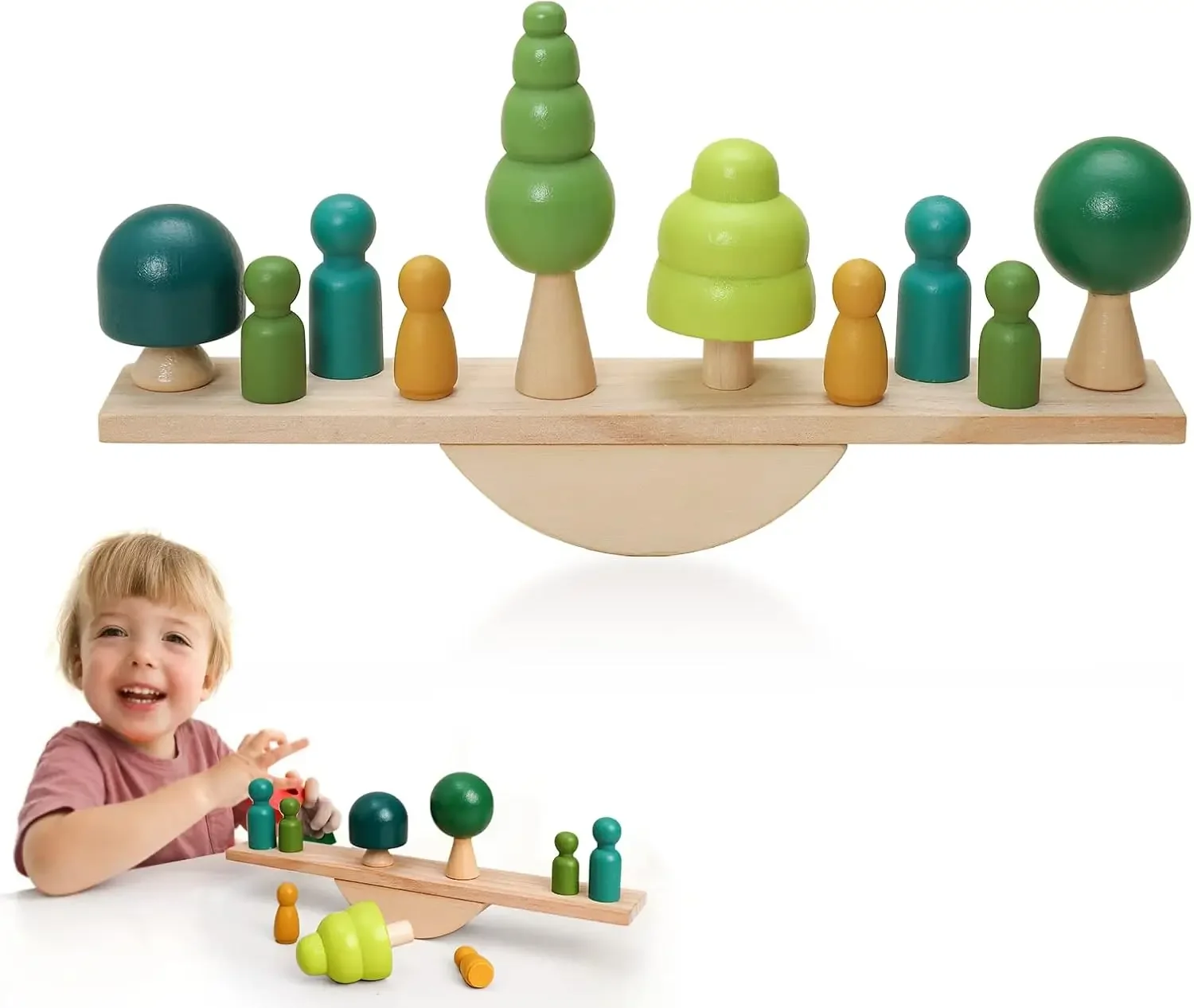 Holzbaumspielzeug, Gleichgewichtsspielzeug, Holzklammerpuppen, Vorschule, Lernen, pädagogisches Montessori-Spielzeug, natürliche Waldbäume, kreativ A