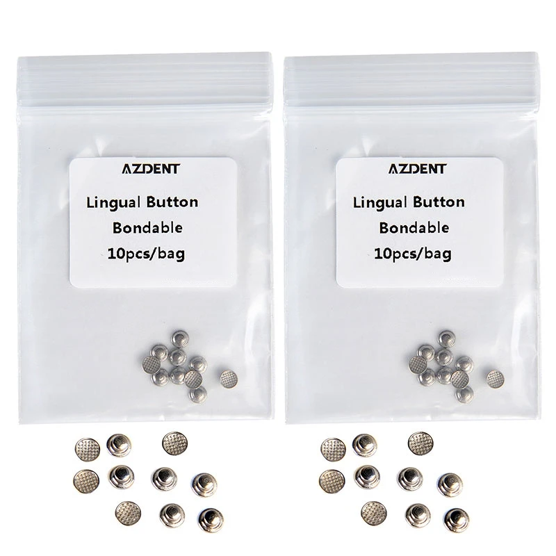 500 Stück AZDENT Dental Kieferorthopädischer Lingualknopf Monoblock MIM Runder Netzboden Klebbarer Metall-Zungenknopf 10 Stück/Packung – Detail 6