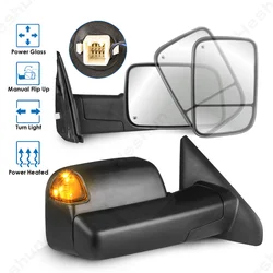 Pair Towing Mirrors for Dodge RAM 1500 2002-2008 RAM 2500 RAM 3500 2003-2009 Power Heated Turn Signal Light Side Rearview Mirror
