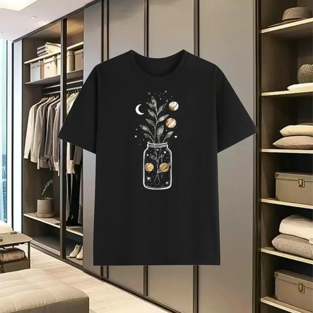 

Summer simple printed T-shirt for men, 100% pure cotton round-neck loose and breathable T-shirt, fashionable street top