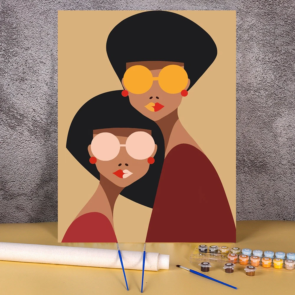 

40X50cm Oil Painting By Numbers African Women On Canvas DIY Paint By Numbers Frameless Digital Painting Home Decor Wall Art