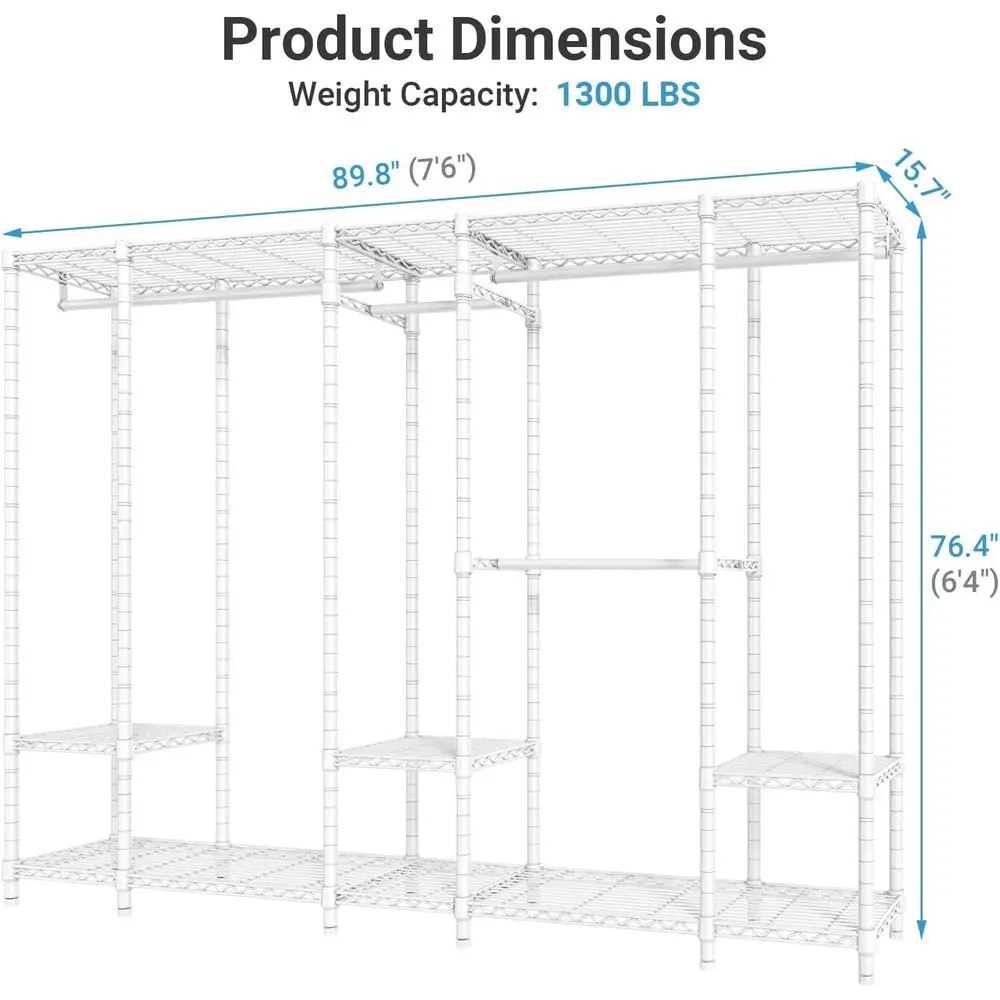 Extra Large Heavy-Duty Adjustable Shelving Closet Organizer System, White, 1300 lbs Capacity image 4