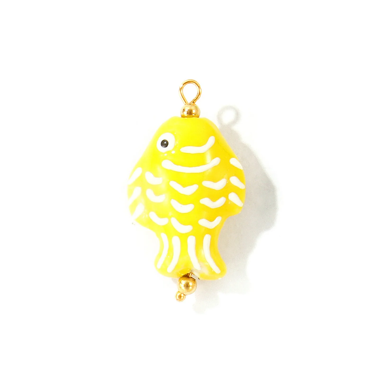 2 Stück bunte Keramik-Ozean-3D-Fisch-Schmuckanhänger, 18 Karat vergoldet, 304 Edelstahl-Charms für DIY-Halskettenherstellung – Detail 7