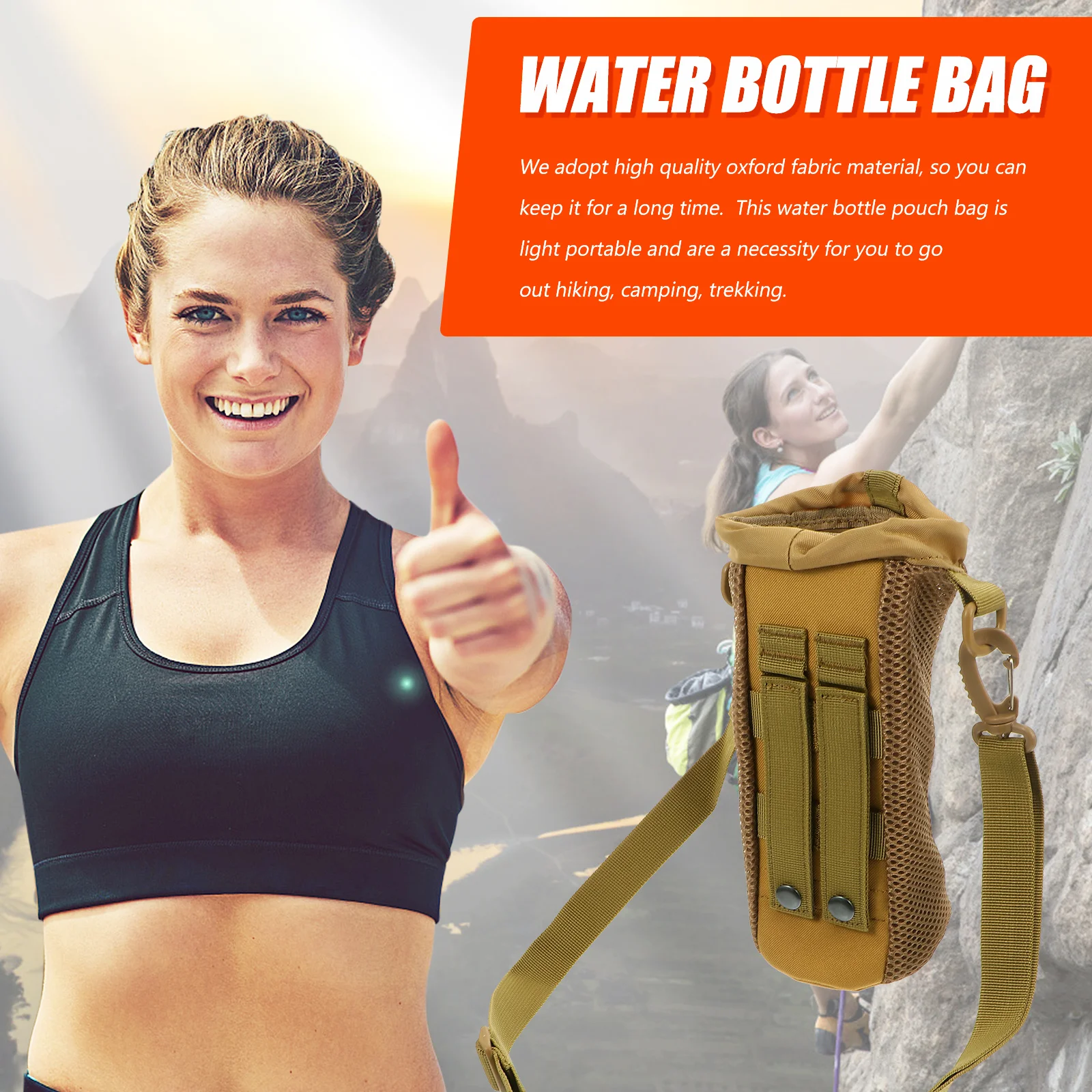 Tas Botol Air Portabel Luar Ruangan Mendaki Berkemah Kantong Pembawa Terisolasi Tempat Penyimpanan Perjalanan Ringan Oxford