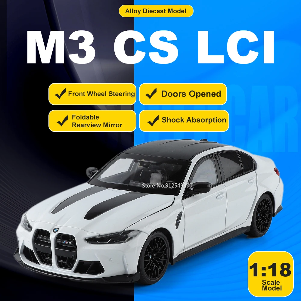 

Модель спортивного автомобиля 1:18 M3 CSLCI X5M, игрушка с рулевым управлением и амортизацией, миниатюрные модели суперкаров для детского развития и обучения