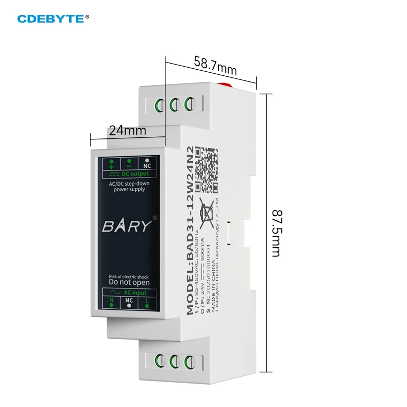 AC-DC Isolated Step-Down DIN Rail Power Supply Module 12W CDEBYTE BAD11 BAD31 Over-Voltage Protection Input Surge Protection