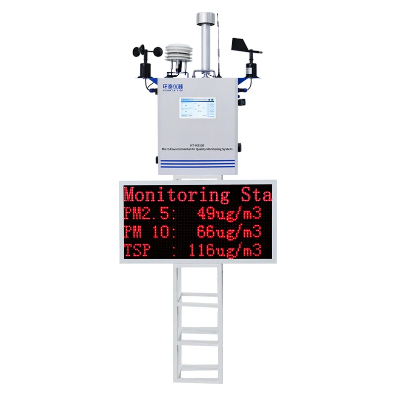 Micro Weather Station, Digital PM1 PM2.5 PM10 NO2 SO2 CO2 O3 Environmental Monitoring Equipment, Air Quality Monitoring System