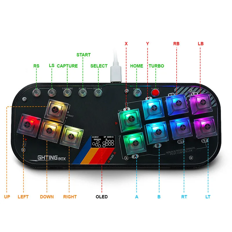 For FightingBox Mini Hitbox Joystick Fight Stick Game Controller Mechanical Keyboard for Nintend Switch PC PS3 PS4