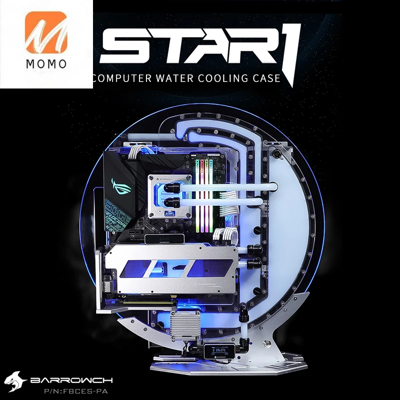 Barrowch Water Cooling MOD Case, STAR1 Series Limited Edition Round water-cooled Chassis, Gamer DIY House, FBCES-PA