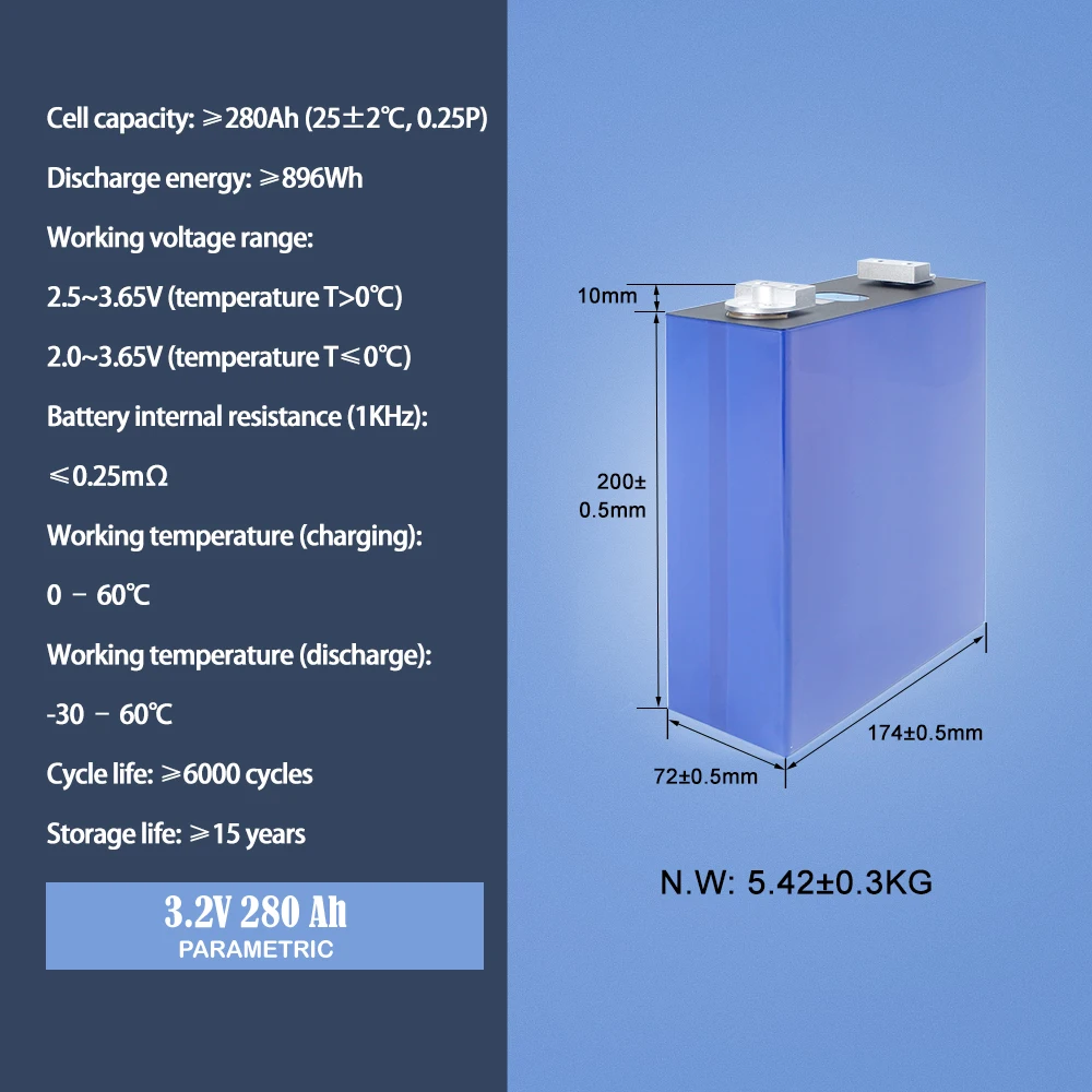 Imagem -04 - Eve Grau Lifepo4 Baterias Prismáticas Célula Recarregável Banco de Potência Faça Você Mesmo Armazenamento de Energia Sistema Solar Eólico 3.2v 280ah 416 Pcs