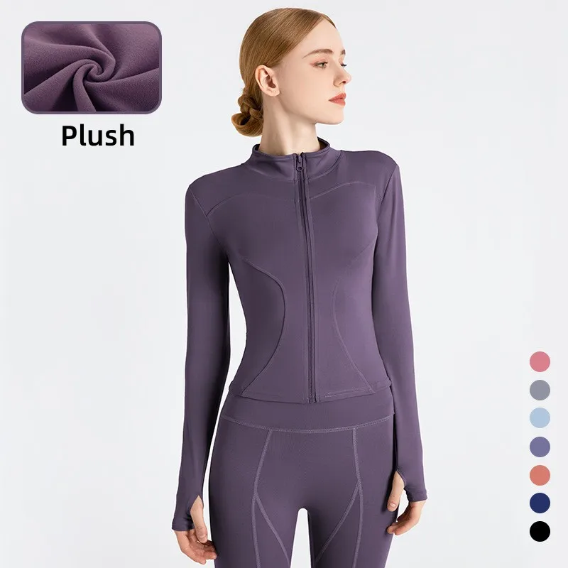 16 Colors Long Sleeve Sports Jacket Women Zip Fitness Yoga Shirt Warm Gym Top Activewear Running Coats Workout Female Clothes