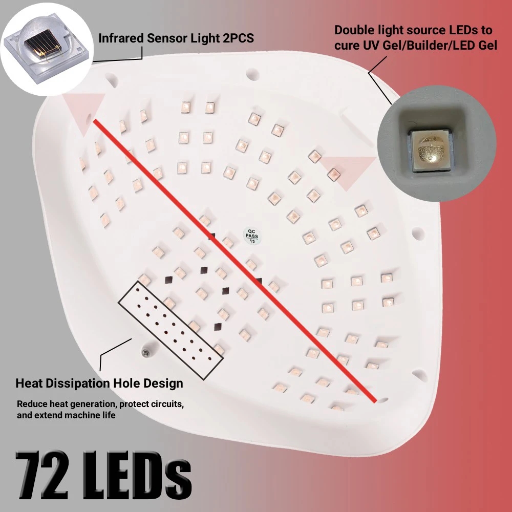 72Beads LED/UV Lights Drying Lamp For Curing Gel LED Nail Phototherapy Machine Professional Manicure Tool Salon Equipment