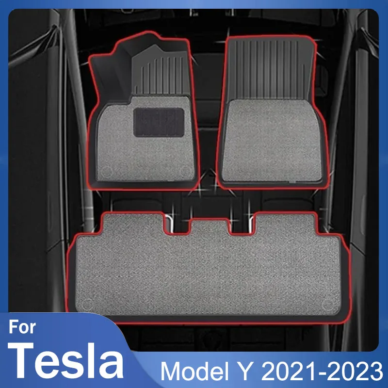 

Floor Mats Left Rudder For Tesla Model Y 2023 Accessories Tesla Model Y 2017-2023 Non-slip TPE Floor Mat Full Fit Pad 3Pcs/Set